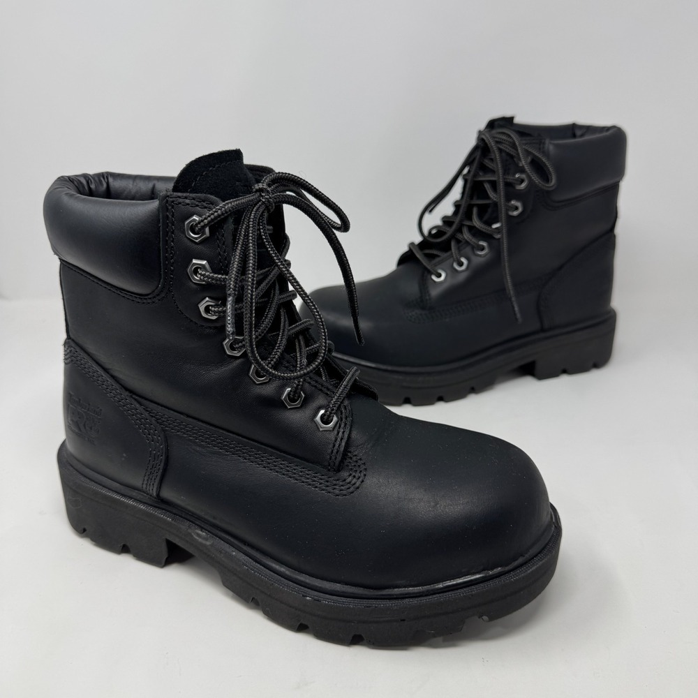 Timberland PRO 337 Boots Black Leather Ankle Work Slip Resistant Men's Size 5 W